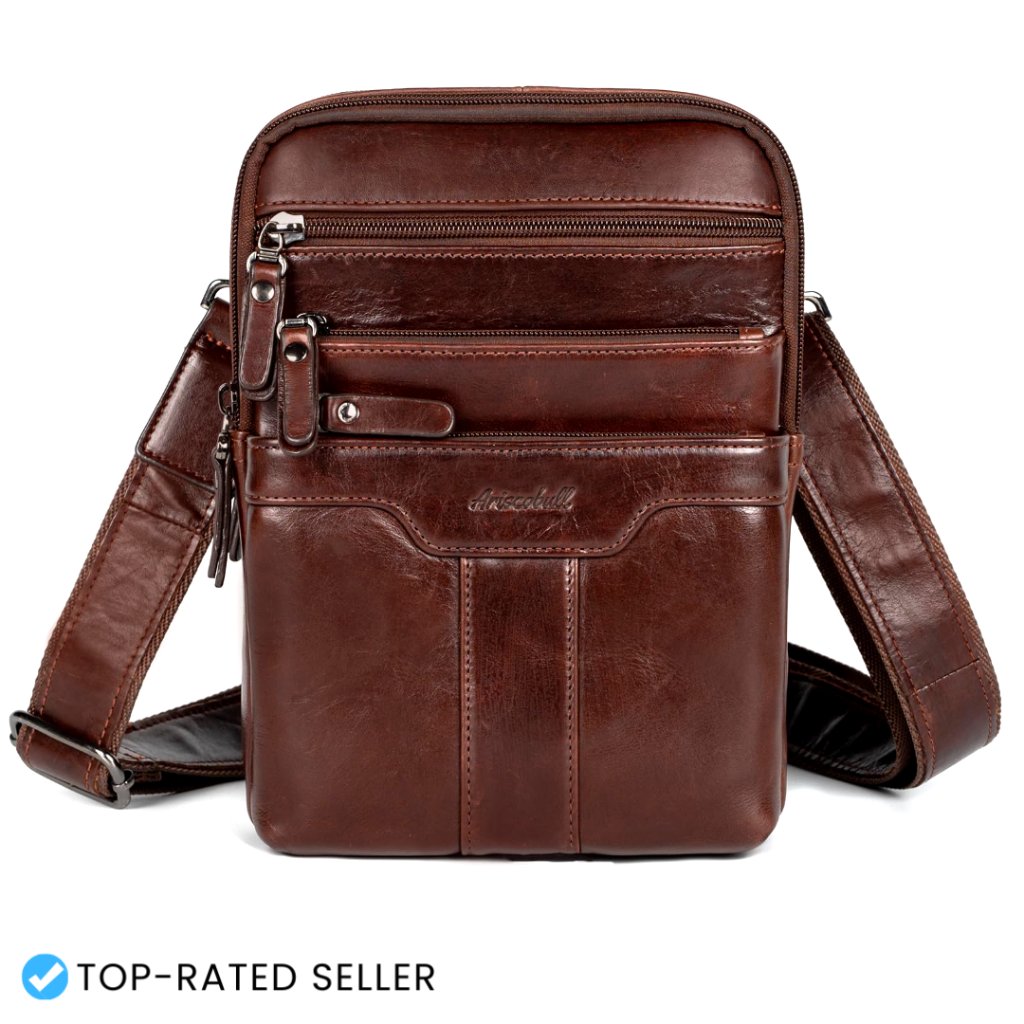 Genuine Leather Messenger Bag Vintage Classic Business Travel Crossbody Sling